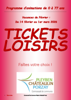 Programme Tickets loisirs Février 2026